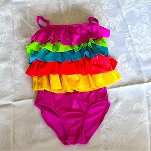 Flapdoodles Girls Ruffle Layered Bathing Suit (Tankini) 18 Months